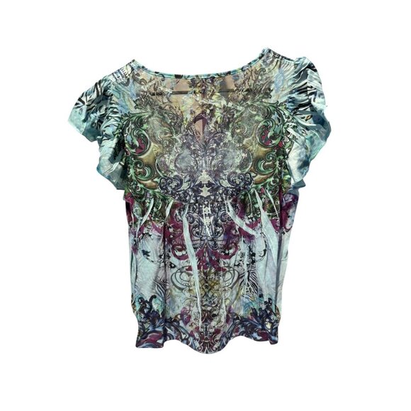 Unity World Wear Women's Blue & Green Top - Picture 2 of 7